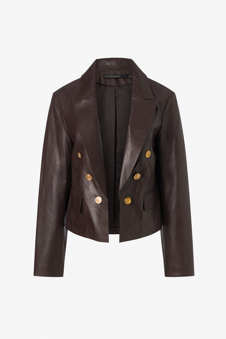 Cropped leather jacket