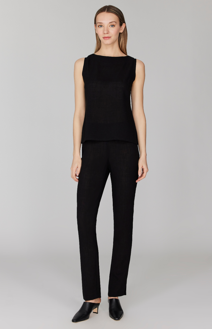 Microlinen Essential Narrow Leg Pant w/Flat Front, Back Elastic, & Slimmest Fit