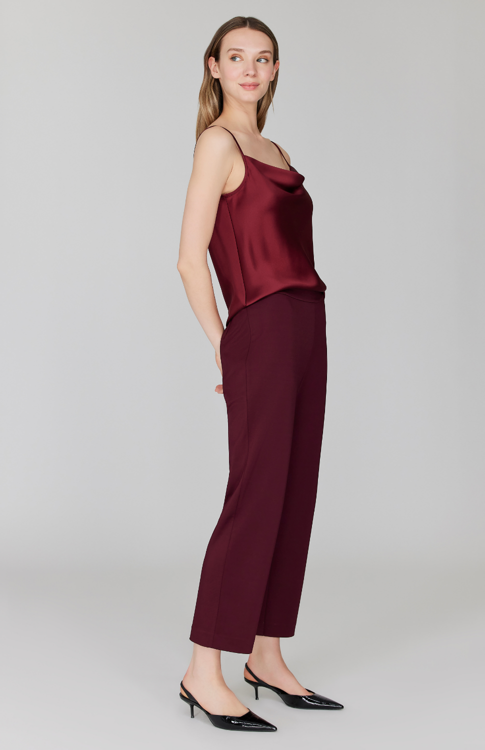 Matte Jersey Straight Cropped Pant w/ Back Elastic