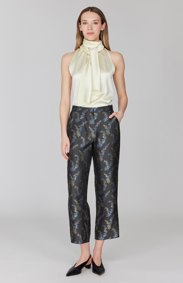 Feather Jacquard Straight Leg Pant