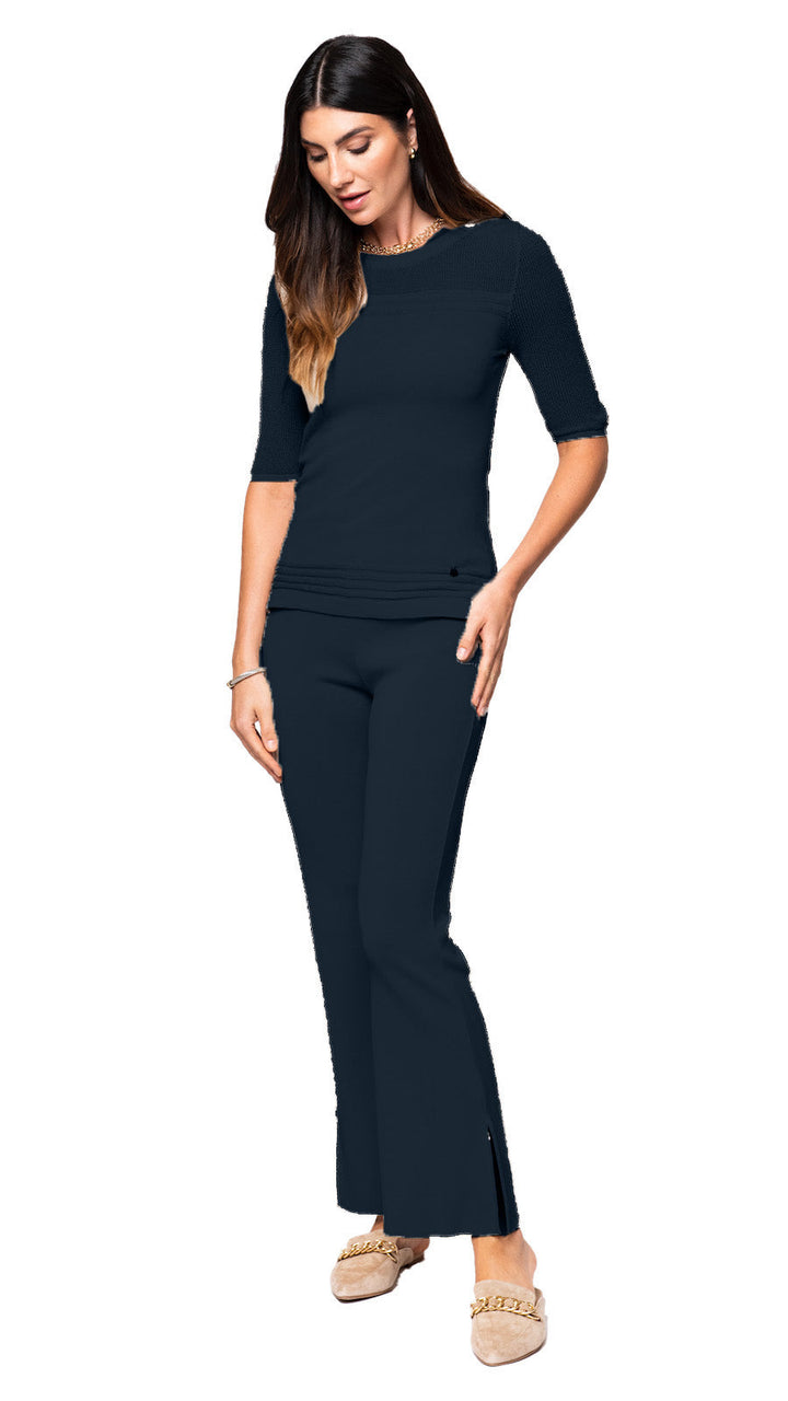 Morgan Fit-and-Flare Sleek Pant; Dark Navy