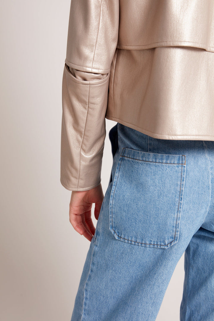 Ninon short vegan leather open front jacket