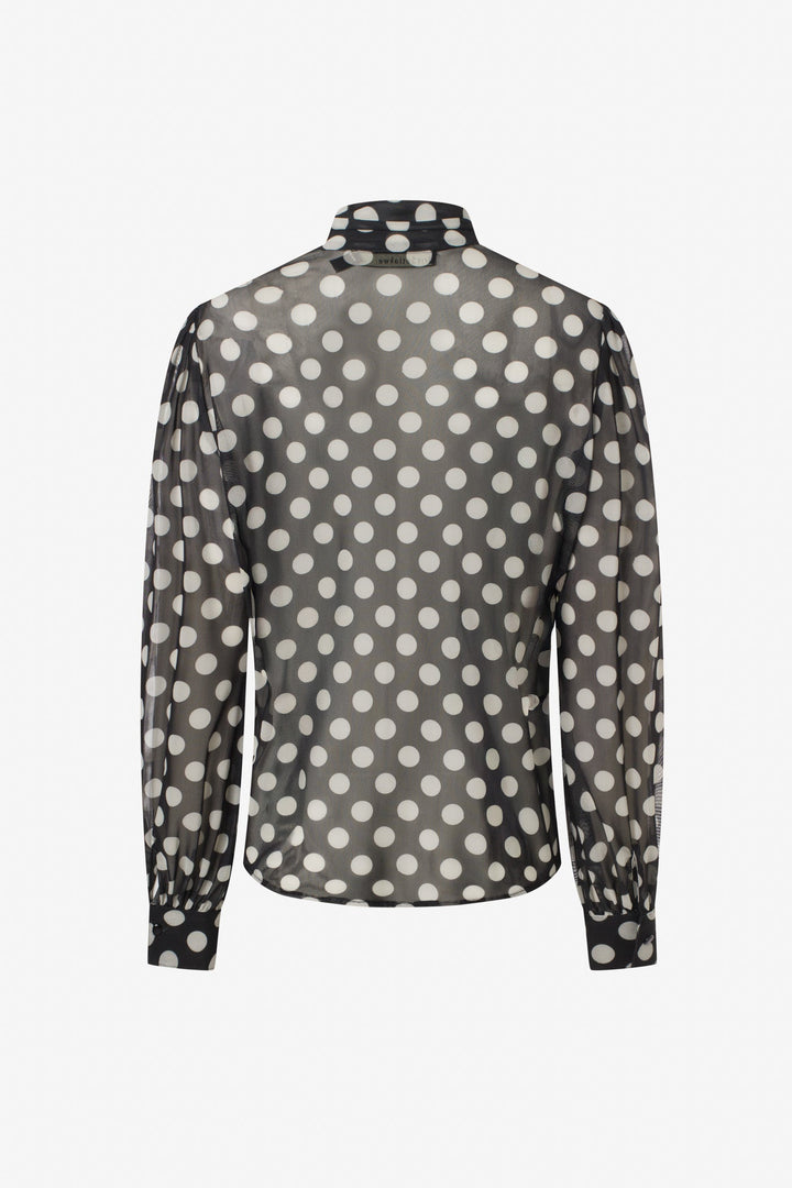 Polka dot mesh blouse