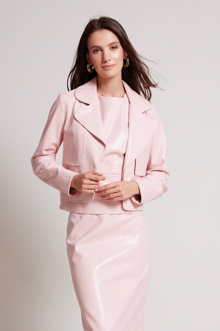Ninon short vegan leather open front jacket