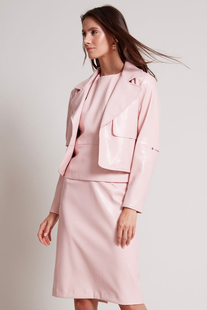 Ninon short vegan leather open front jacket