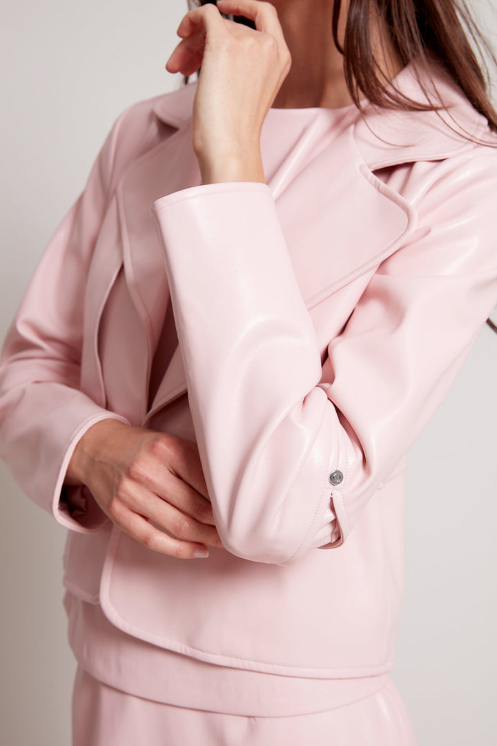 Ninon short vegan leather open front jacket
