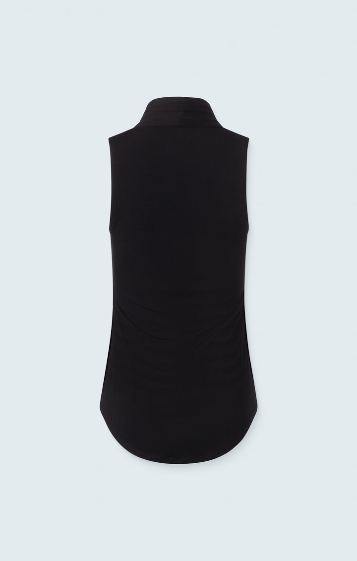 Matte jersey sleeveless pleated v-neck top
