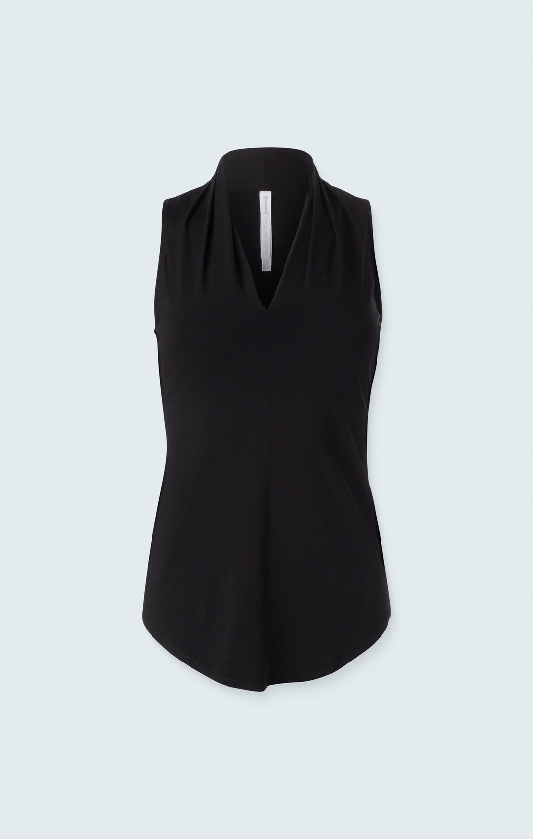 Matte jersey sleeveless pleated v-neck top