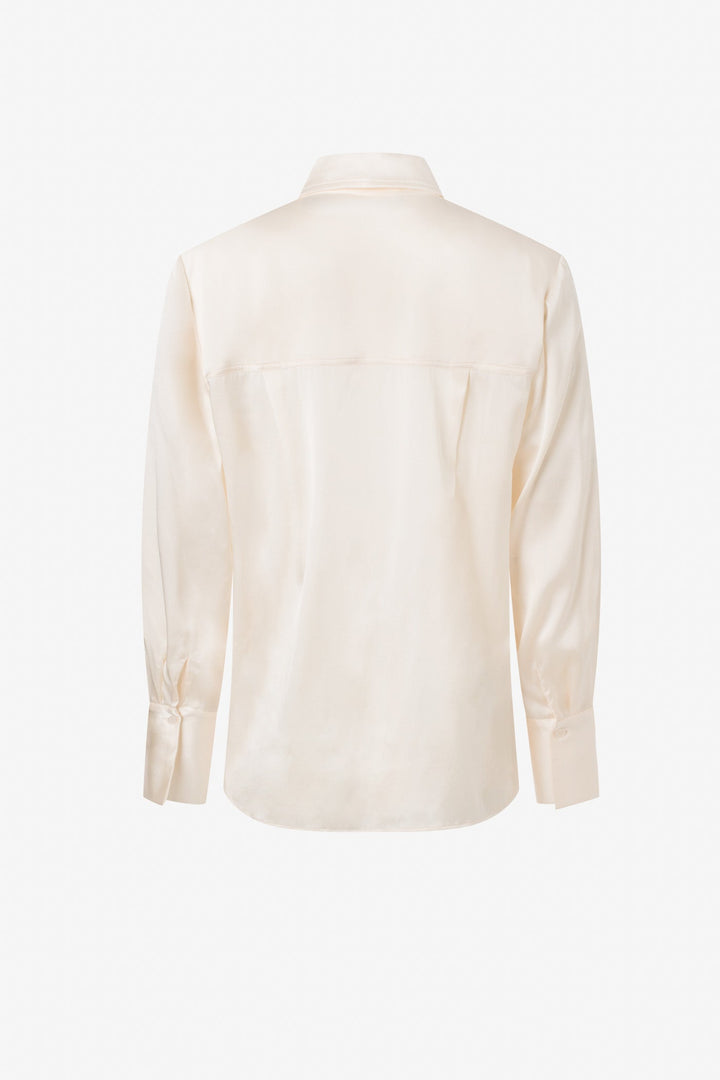 Button down classic stretch silk blouse