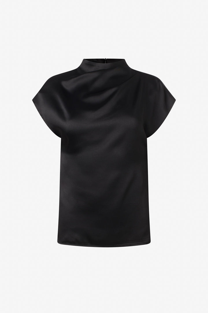Satin drapped neck line top