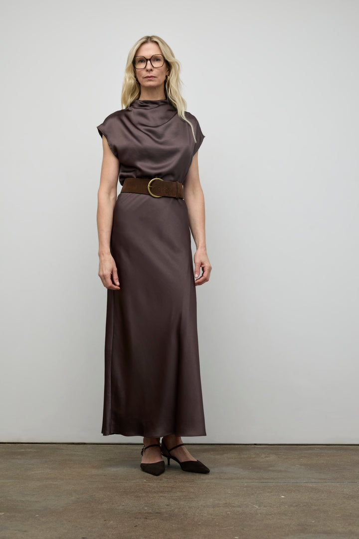 Satin drapped neck line top