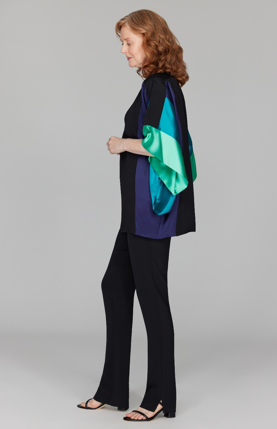 Silk Tunic w/Contrast Satin Bands