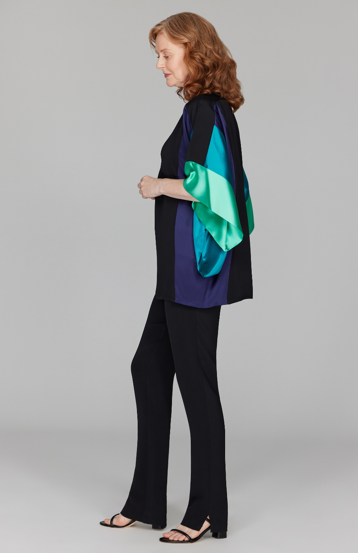 Silk Tunic w/Contrast Satin Bands
