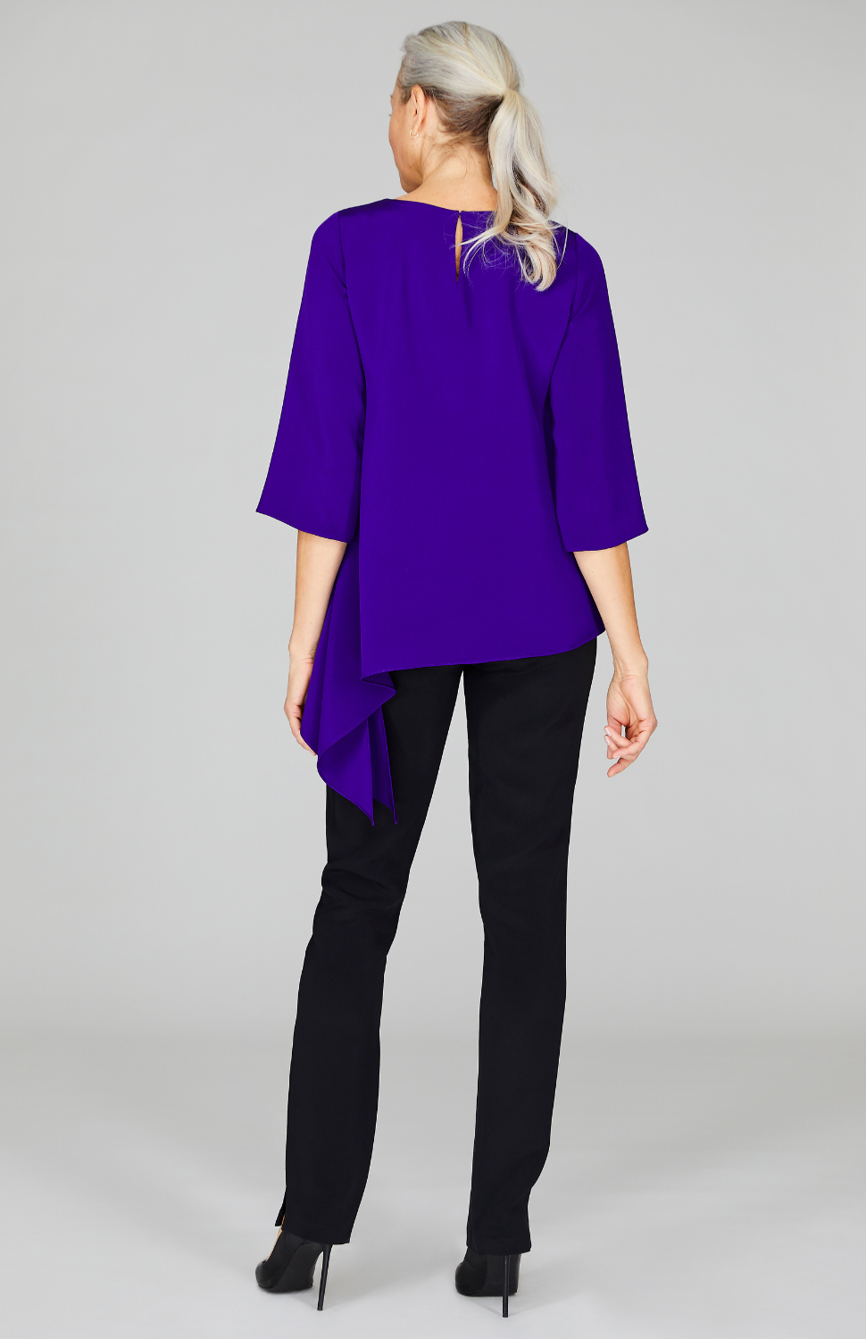 Silk Asymmetric Side Drape Tunic