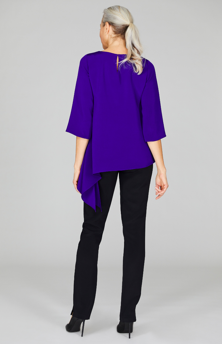 Silk Asymmetric Side Drape Tunic