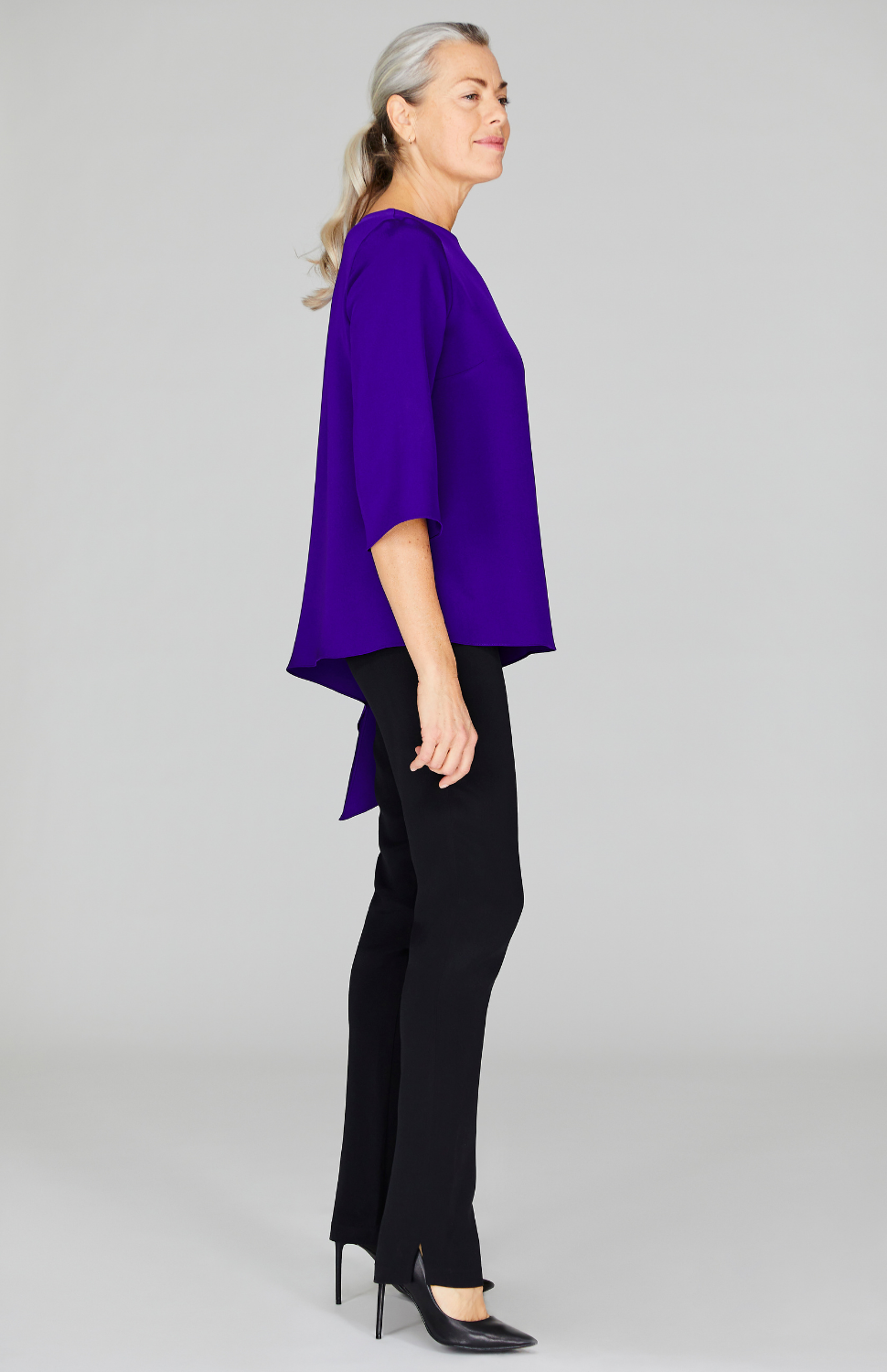 Silk Asymmetric Side Drape Tunic