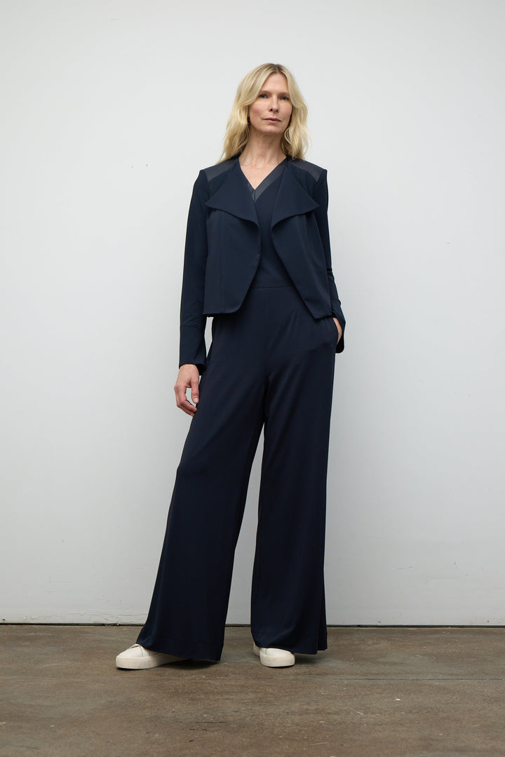 Short jacket with vegan leather combo